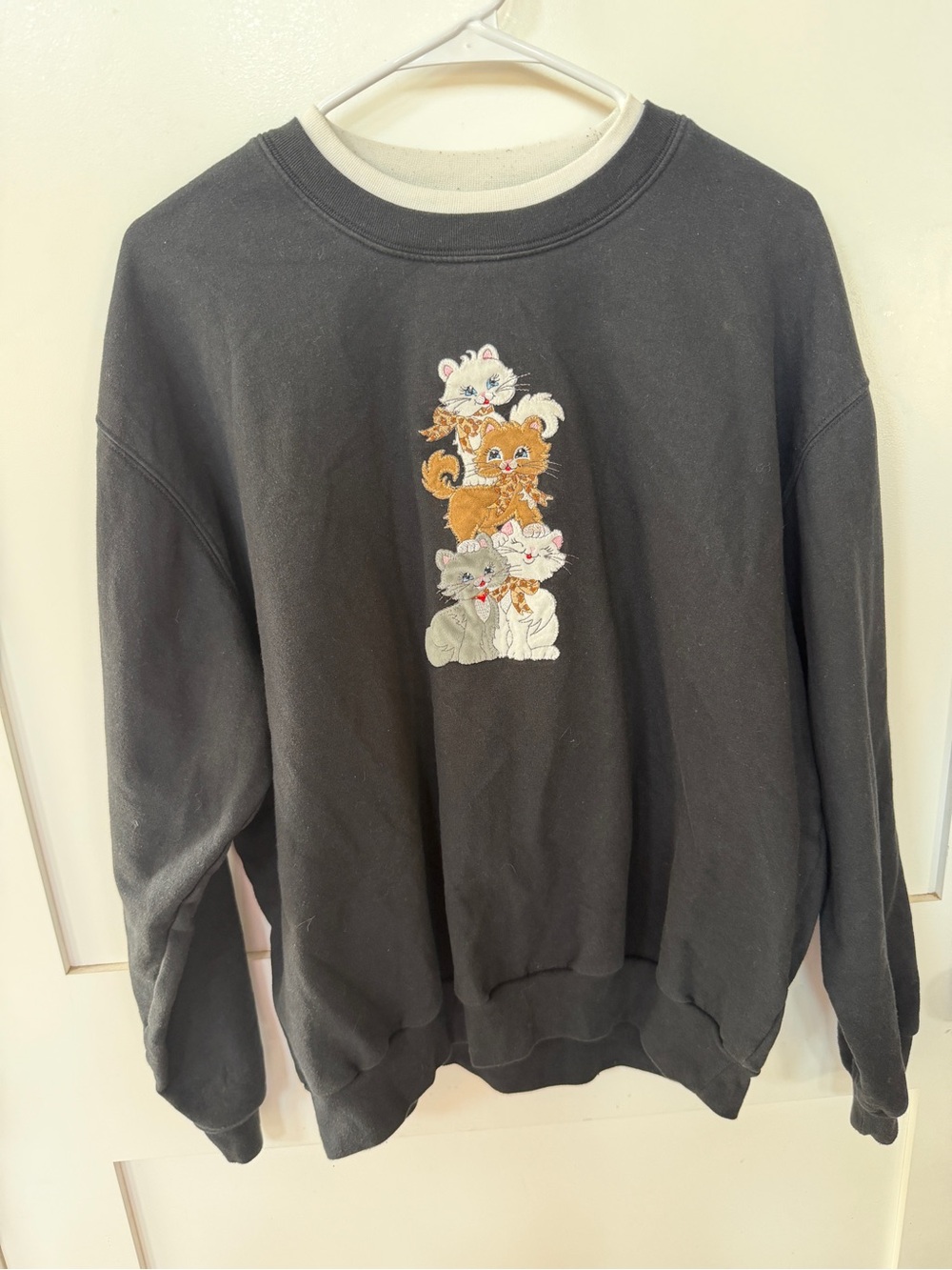 Vtg 90s Cat Sweater by Morning Sun XL